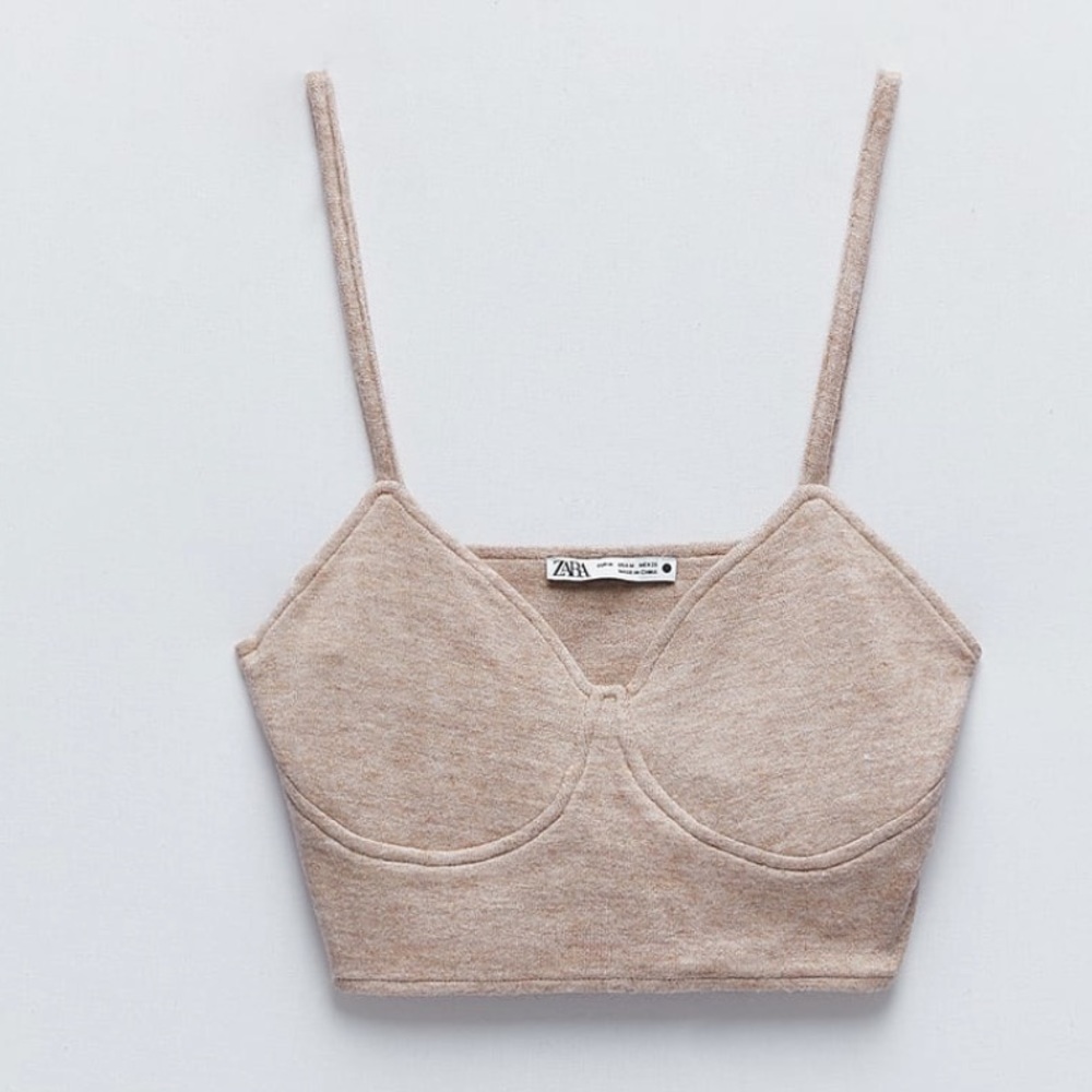 Zara camel crop top Small